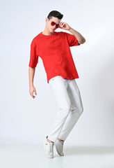 SOLID Red Oversized T-Shirt By Owl Mink